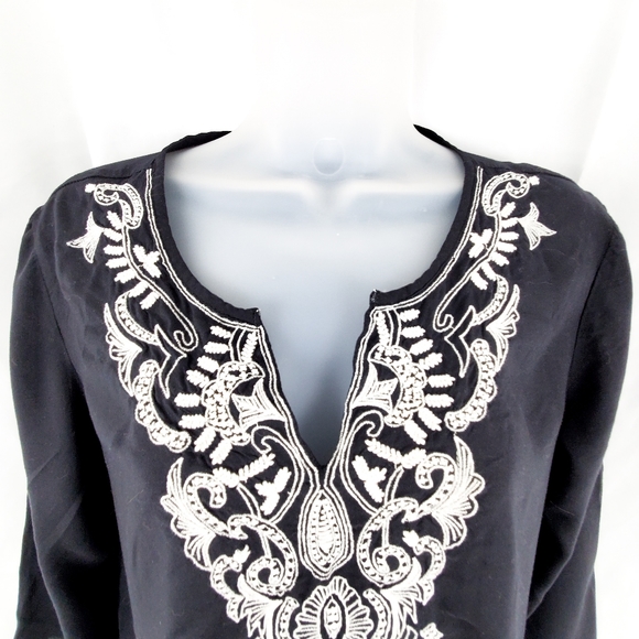 Basic Editions Black Boho Top Size Small - Picture 4 of 7